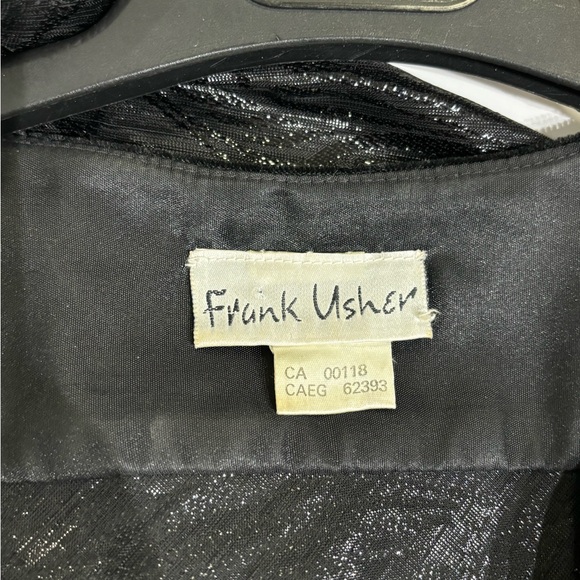 Vintage Frank Usher Black Puffed Sleeve Blouse  Size 14 - Picture 5 of 9